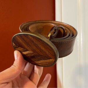 Justin Men’s Top Grain Brown Cowhide‎ Leather USA Made Solid Brass Buckle Belt